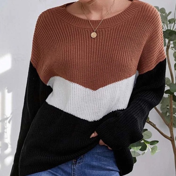 Chic Nation Sweaters - Color Block, Sweater, long sleeves